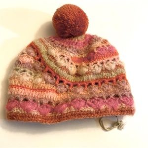 French Knot by Linda Mason Pink Wool Beanie